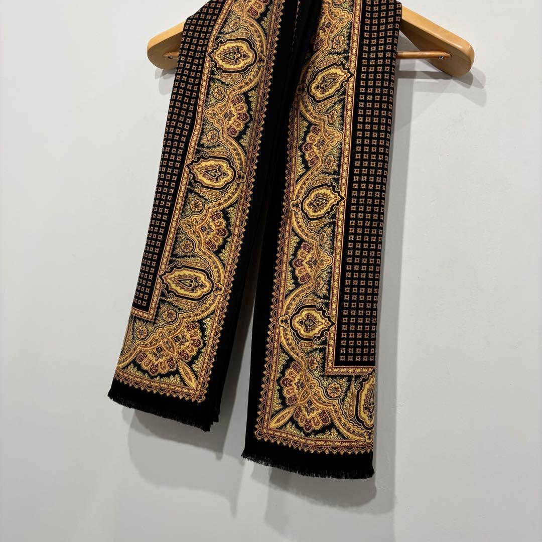 美品 希少 イタリア 製 RRL ペイズリー 総 柄 ウール ストール ブラック