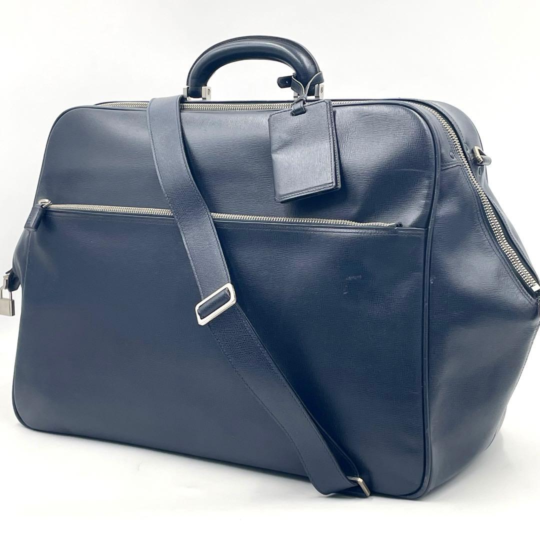 【廃盤/美品】Valextra エッセシリーズ ボストンバッグ 2wayネイビー