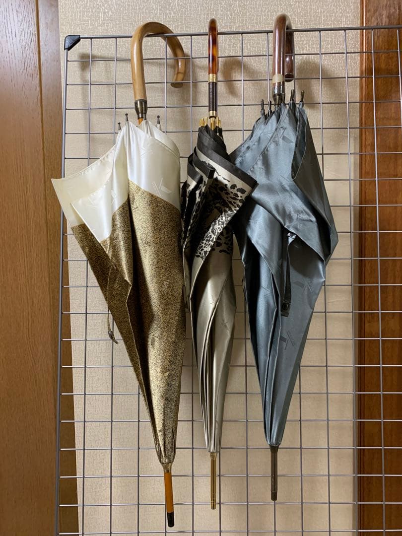 超美品KofKRIZIA豹ヒョウ柄長傘ゴールド超大判高級オーロラ雨傘強力撥水加工