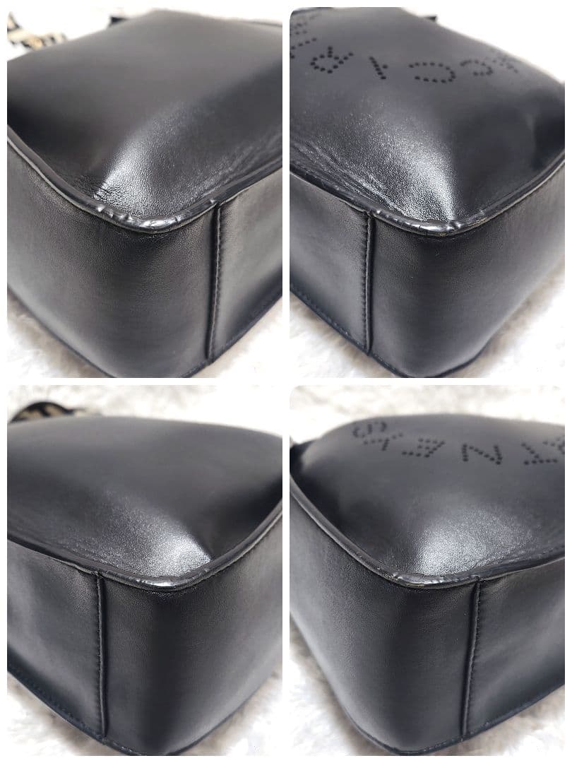 パンチングロゴ レザー ブラック ショルダーバッグ ステラマッカートニー