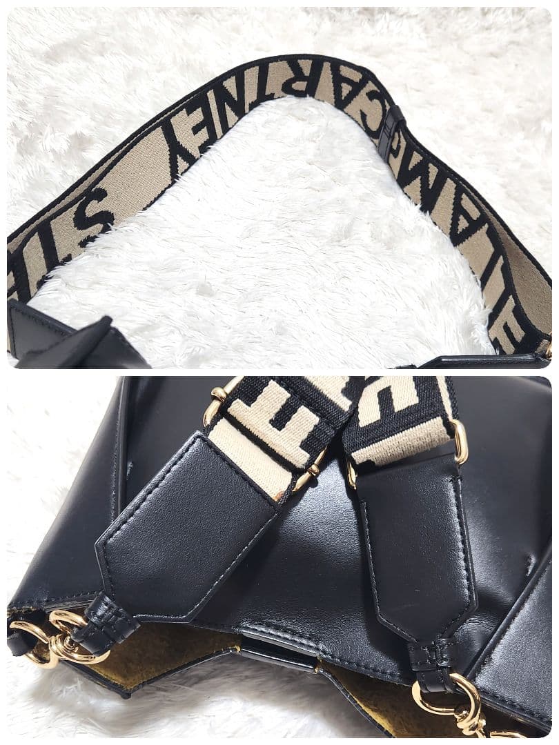 パンチングロゴ レザー ブラック ショルダーバッグ ステラマッカートニー