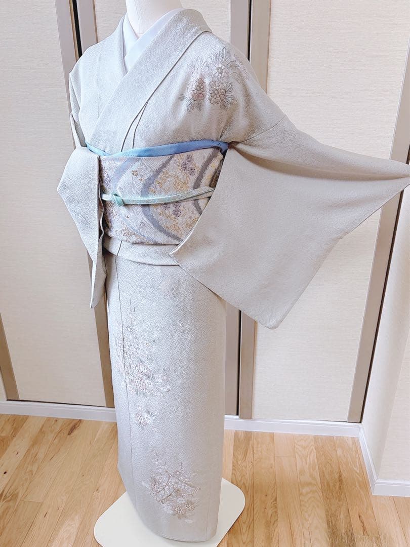 難あり　訪問着　裄65 スワトウ　蘇州　刺繍　卒業式　入学式　S 緑　水色