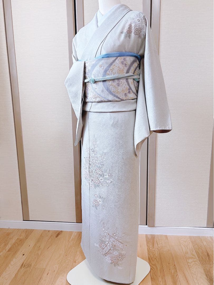 難あり　訪問着　裄65 スワトウ　蘇州　刺繍　卒業式　入学式　S 緑　水色