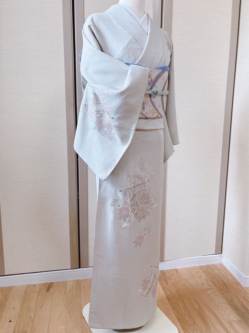 難あり　訪問着　裄65 スワトウ　蘇州　刺繍　卒業式　入学式　S 緑　水色