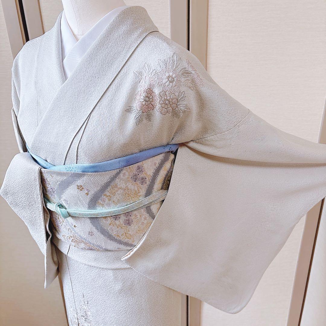 難あり　訪問着　裄65 スワトウ　蘇州　刺繍　卒業式　入学式　S 緑　水色