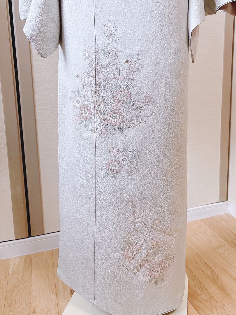 難あり　訪問着　裄65 スワトウ　蘇州　刺繍　卒業式　入学式　S 緑　水色