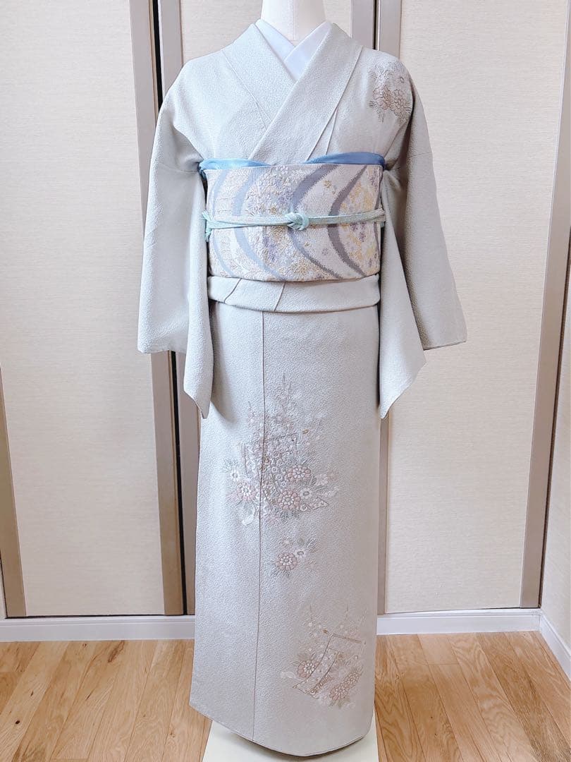 難あり　訪問着　裄65 スワトウ　蘇州　刺繍　卒業式　入学式　S 緑　水色