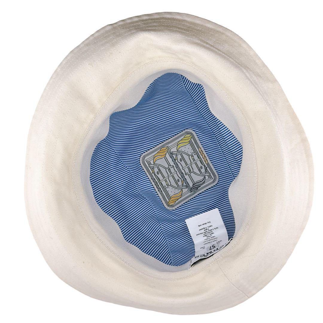 ★エルメス バケットハット 帽子 セリエ コットン 表記57 アイボリー★