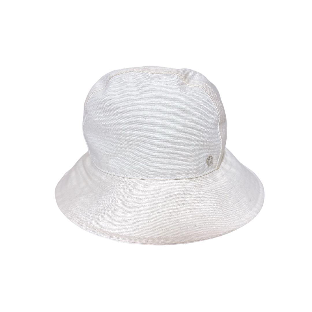 ★エルメス バケットハット 帽子 セリエ コットン 表記57 アイボリー★