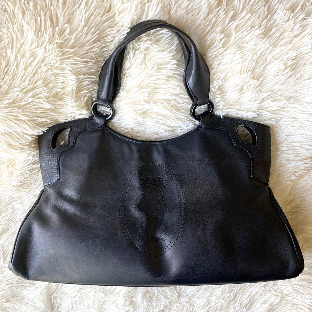 Cartier/カルティエ■マルチェロ レザー トートバッグ ハンドバッグ■黒