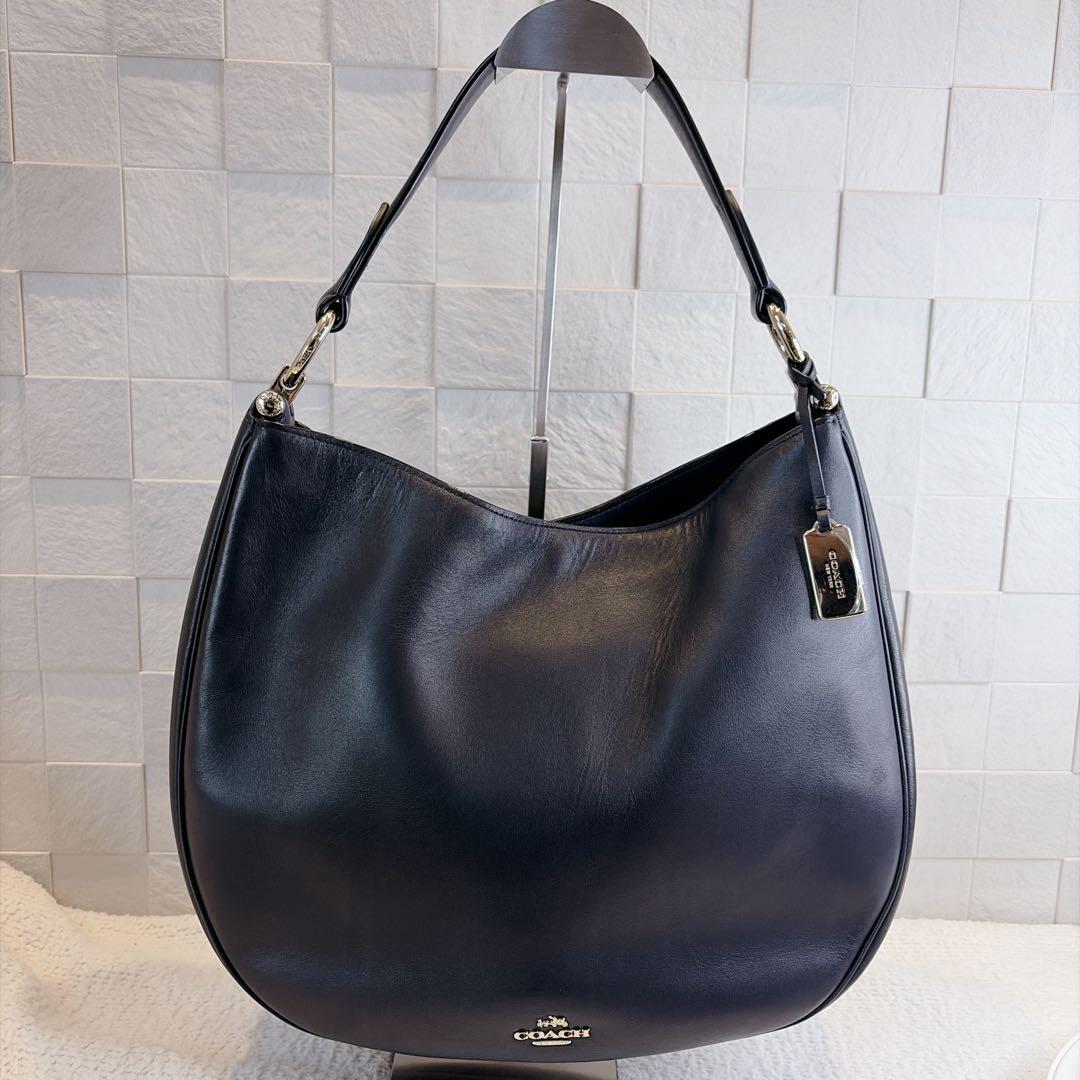 【美品】COACH コーチ ホーボー ショルダーバッグ ハンドバッグ ブラック