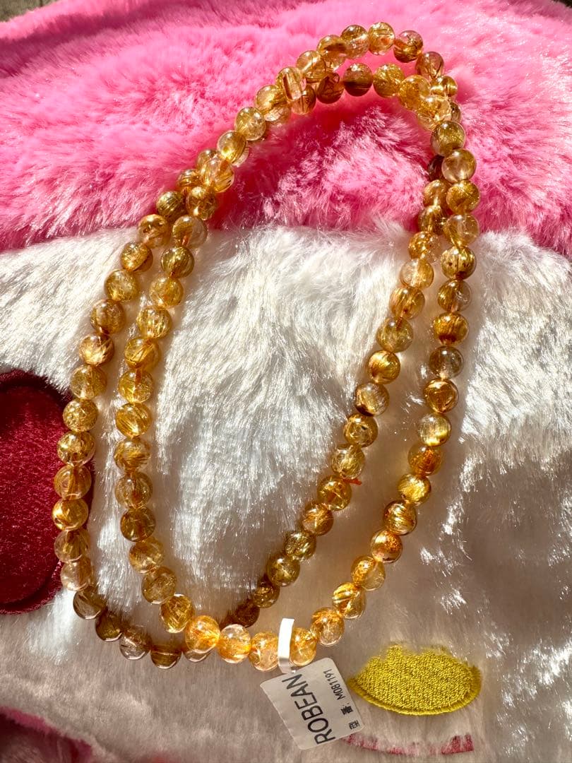 ROBEAN 天然石 タイチンルチル 金運 開運 3本巻きブレスレット