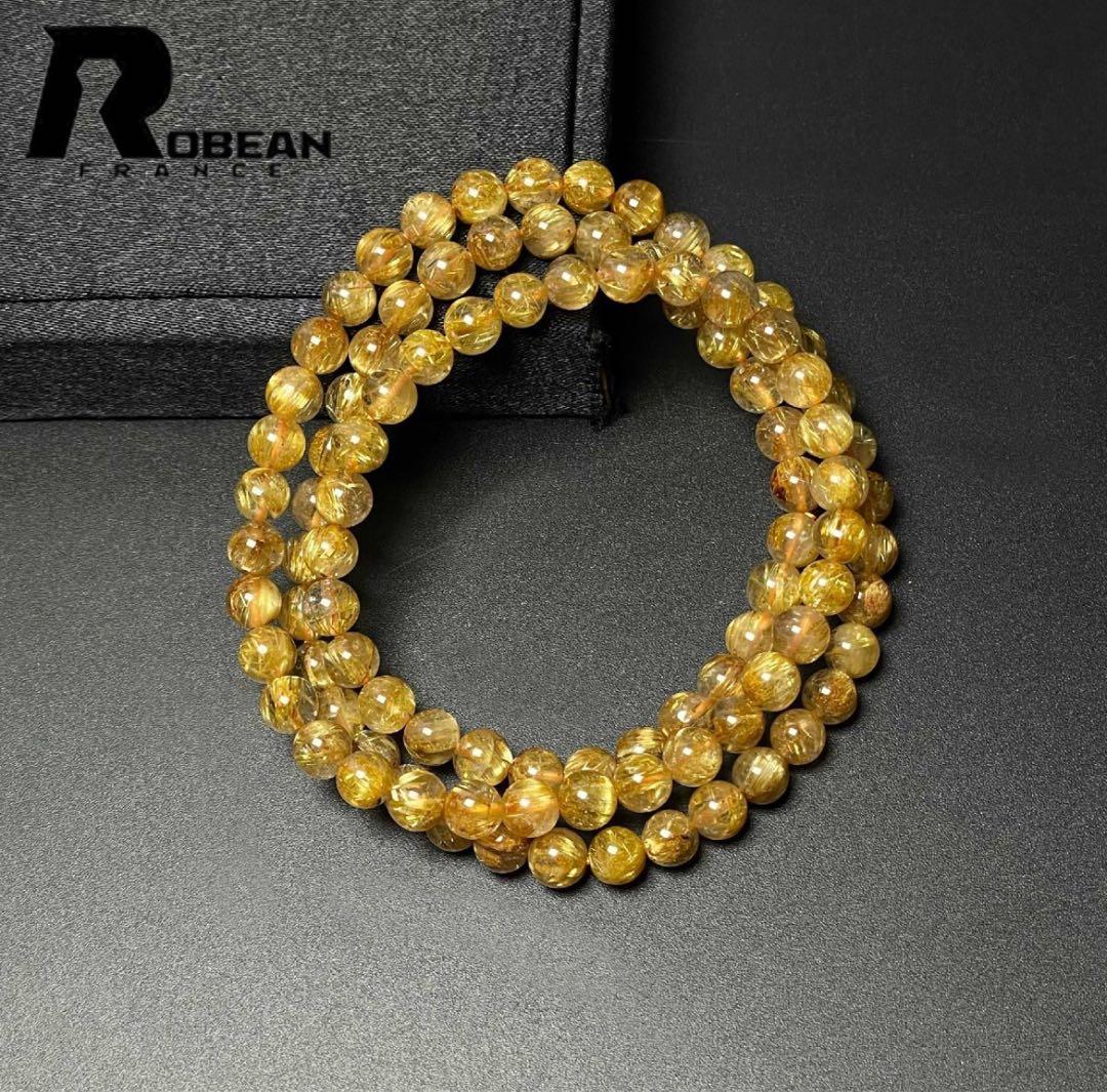 ROBEAN 天然石 タイチンルチル 金運 開運 3本巻きブレスレット