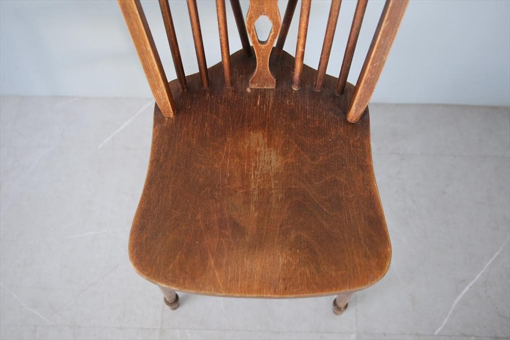 英国アンティーク木製ホイールバックチェア/ダイニングイス/椅子(91-196-1