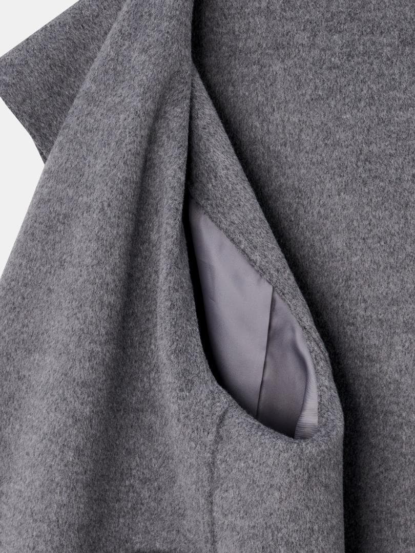 [PLST] ウールブレンドリバーフーディーロングコート DARK GRAY M