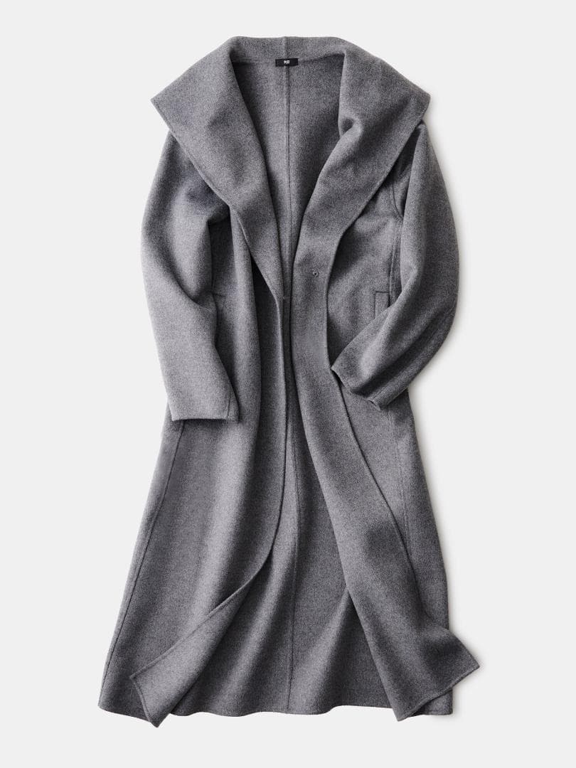 [PLST] ウールブレンドリバーフーディーロングコート DARK GRAY M