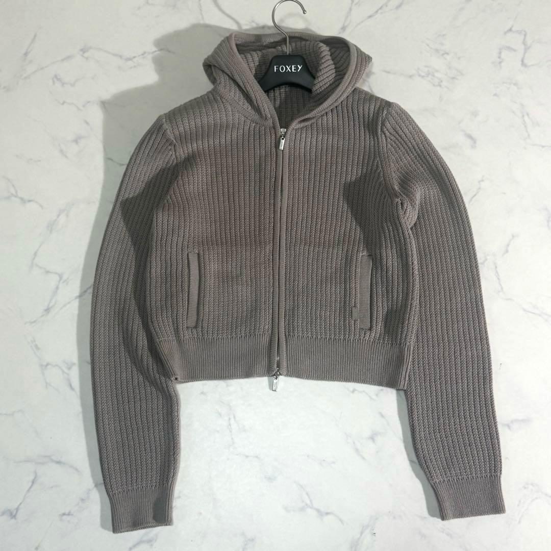 美品　FOXEY HoodieFan シルク混　ダブルジップ　パーカー