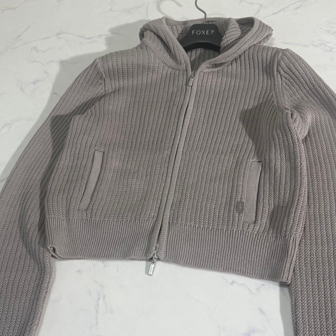 美品　FOXEY HoodieFan シルク混　ダブルジップ　パーカー
