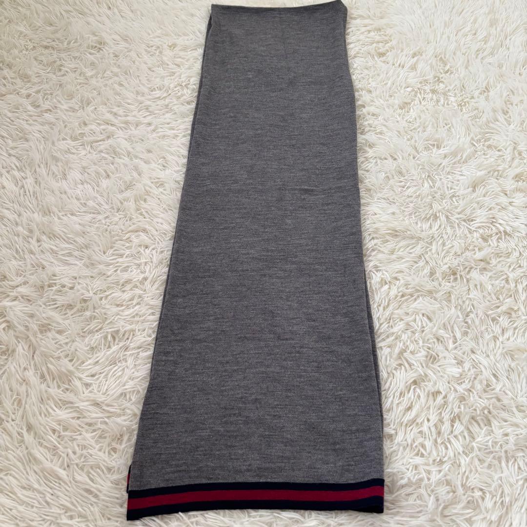 GUCCI グッチ シェリーライン ウール マフラー グレー　イタリア製