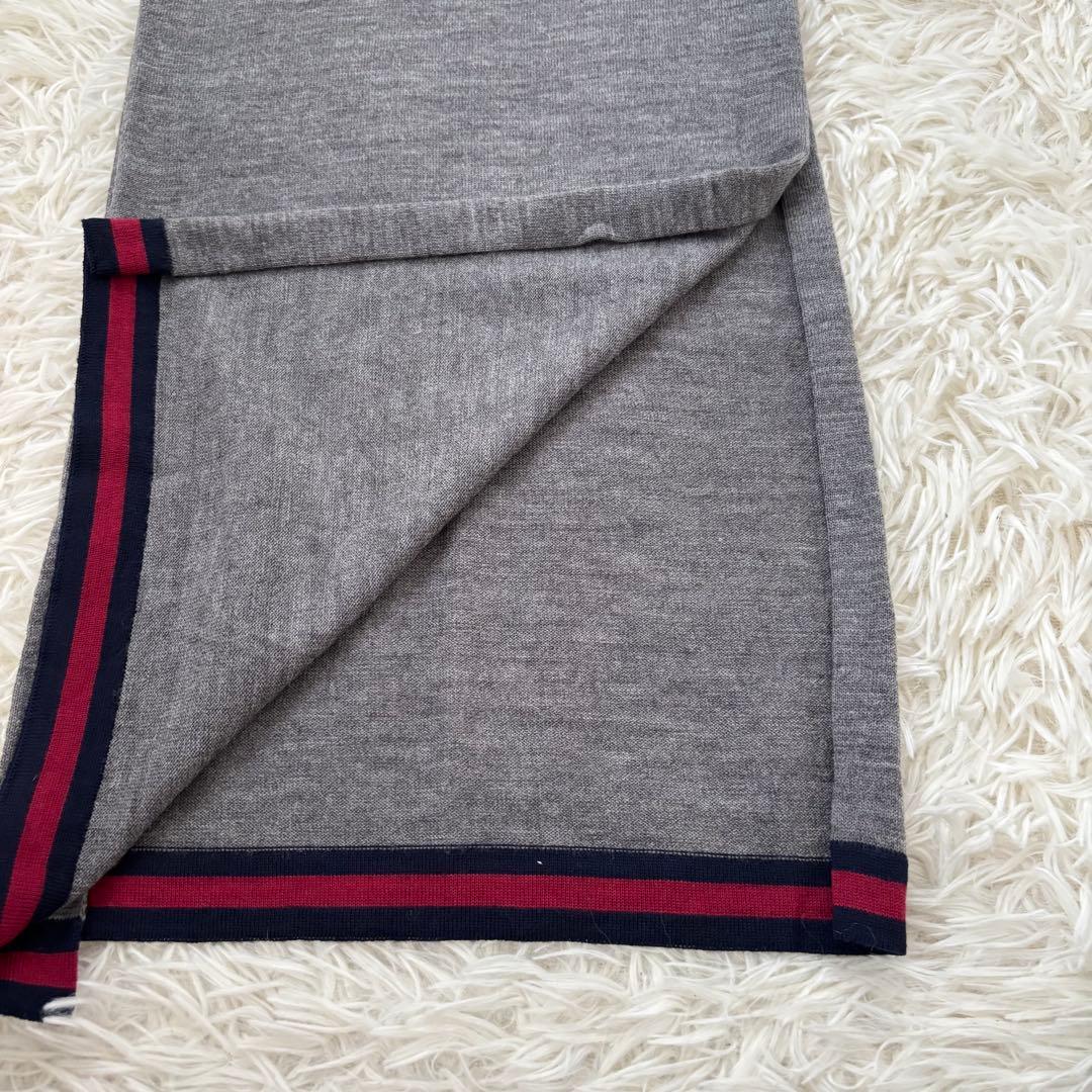 GUCCI グッチ シェリーライン ウール マフラー グレー　イタリア製