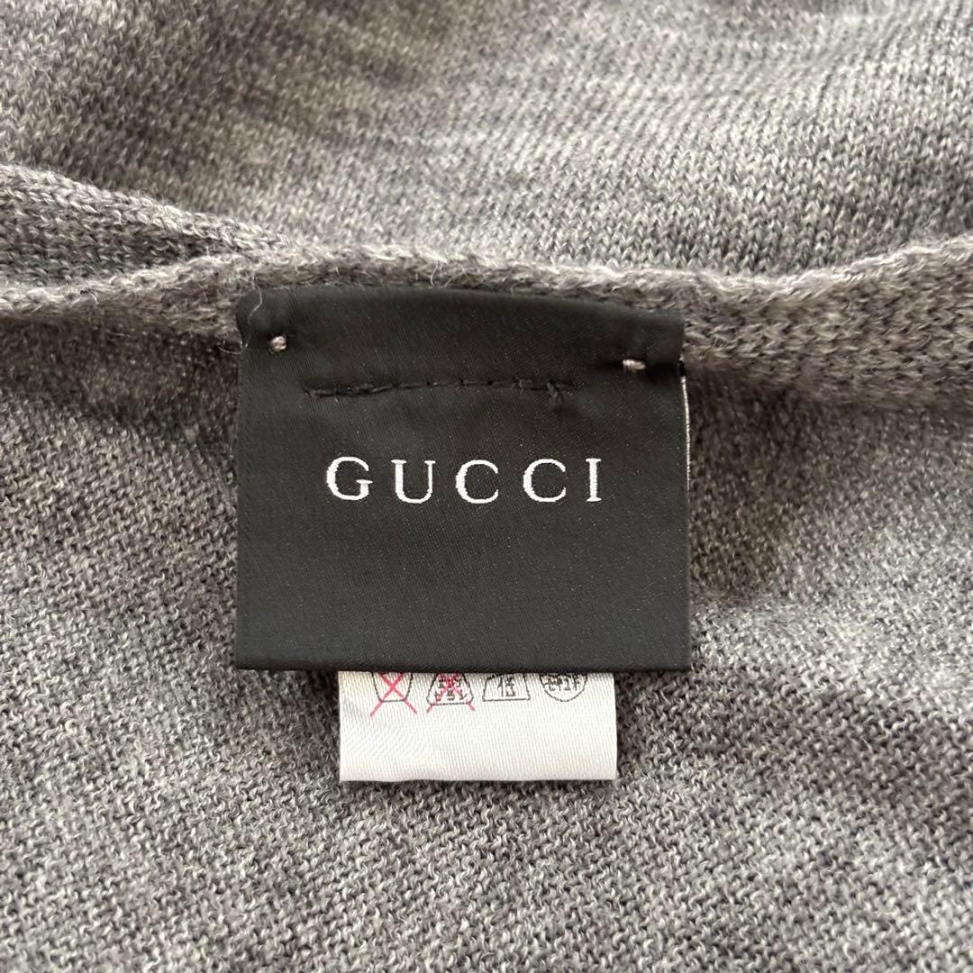 GUCCI グッチ シェリーライン ウール マフラー グレー　イタリア製