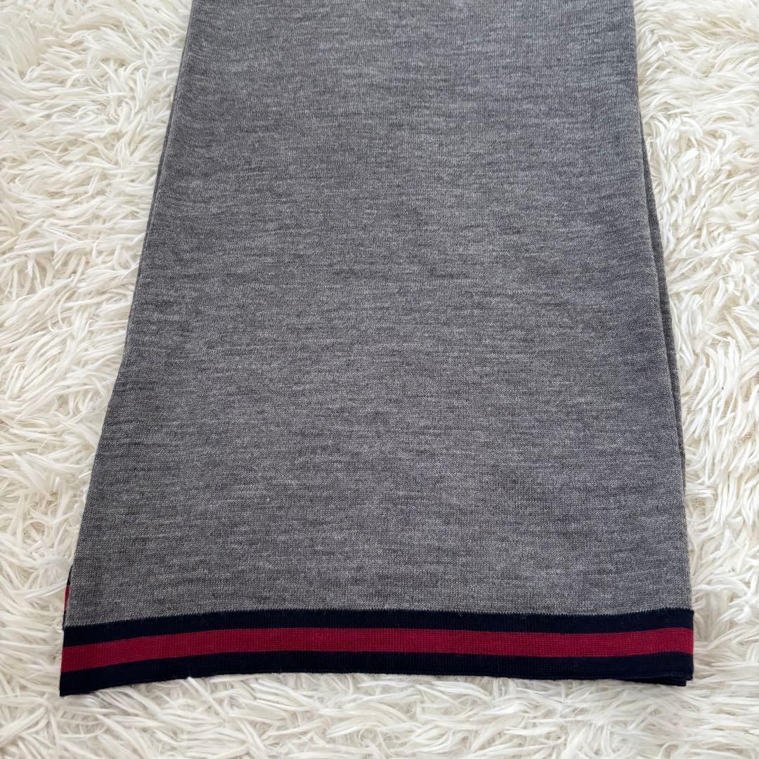GUCCI グッチ シェリーライン ウール マフラー グレー　イタリア製