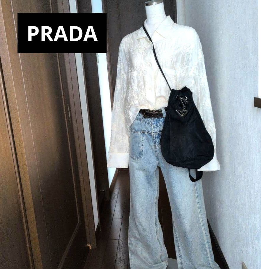 美品 PRADA 黒　ナイロン巾着 ボンサック リュック　ショルダーバッグ