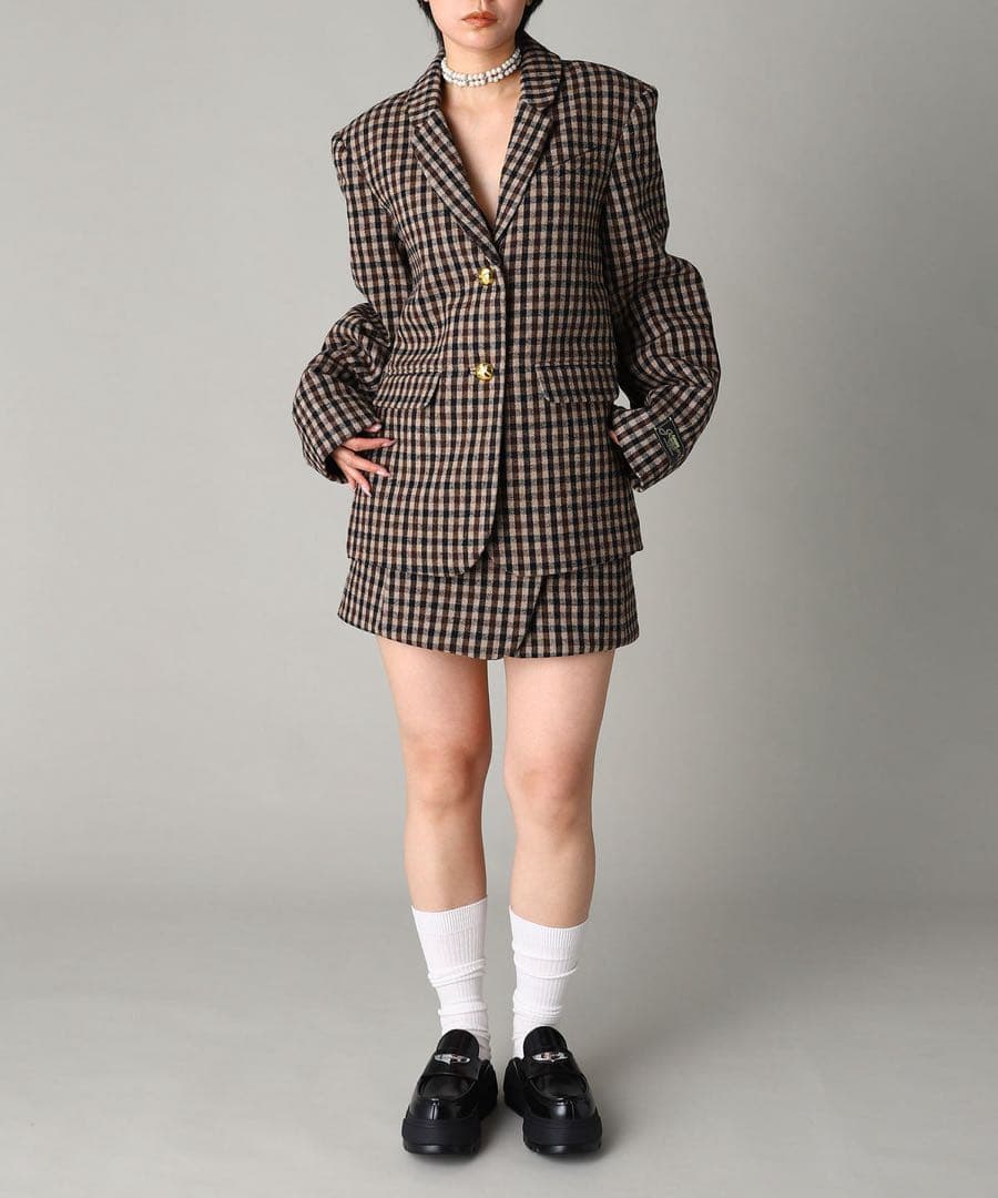 GANNI/ガニー】Check Wool Mix Skirt ミニスカート