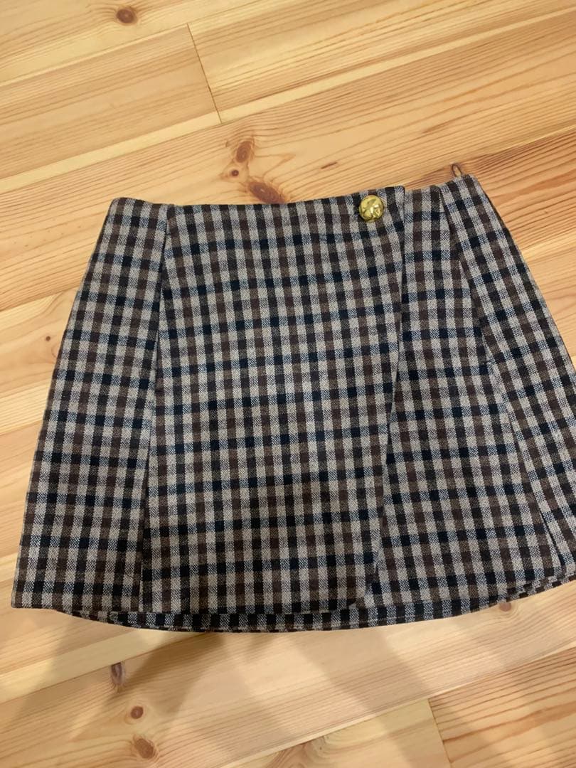 GANNI/ガニー】Check Wool Mix Skirt ミニスカート