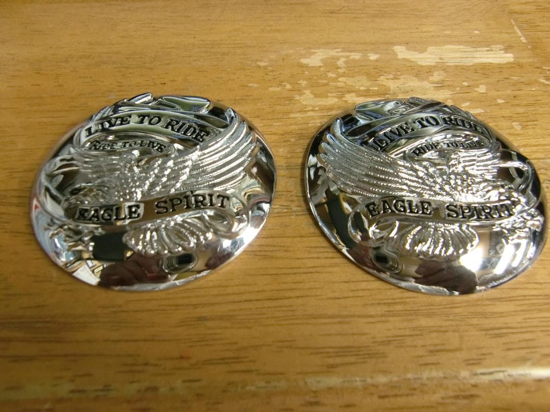 DS390126 ガスキャップメダリオン2個セット　クロームイーグル
