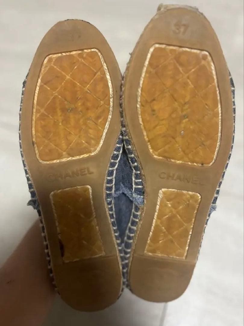 CHANEL ダークブルー エスパドリーユ