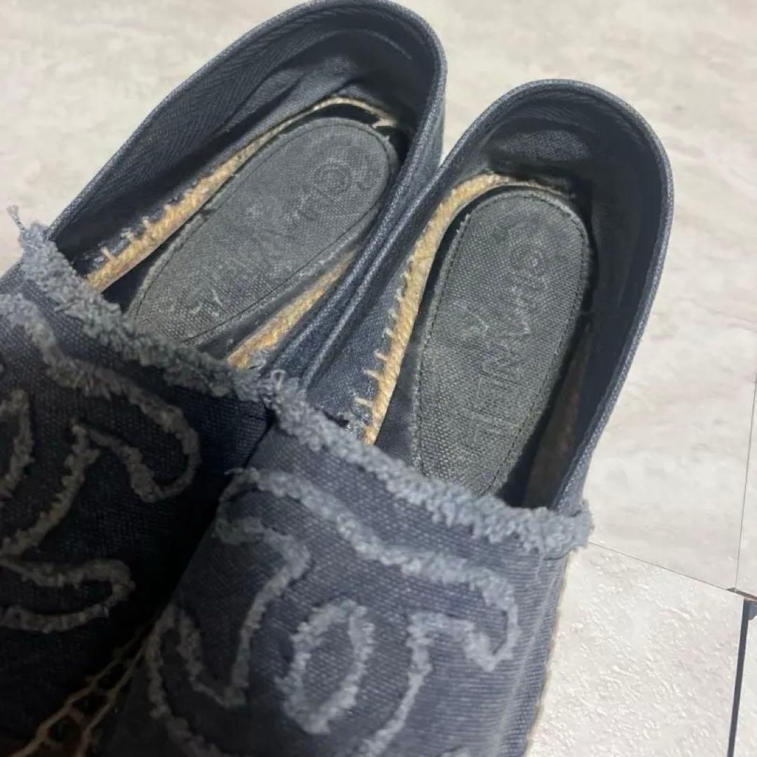 CHANEL ダークブルー エスパドリーユ