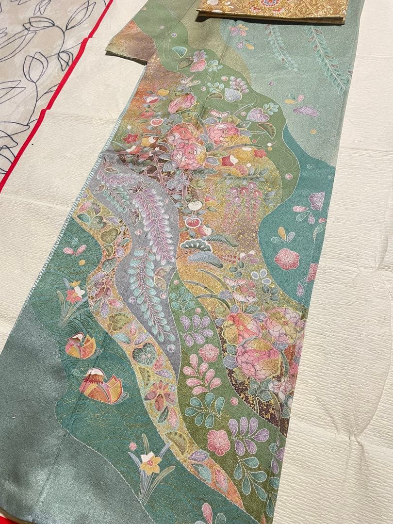 訪問着フルセット　辻ヶ花　絞り　金彩　正絹　ガード加工済み