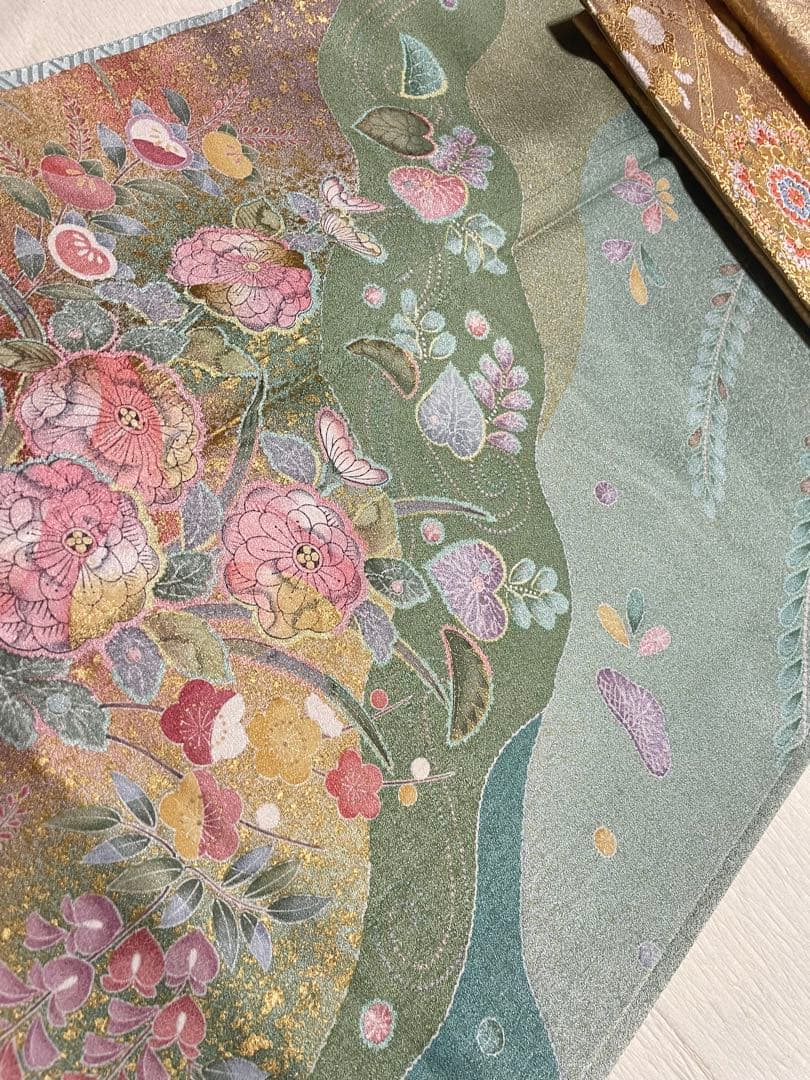 訪問着フルセット　辻ヶ花　絞り　金彩　正絹　ガード加工済み