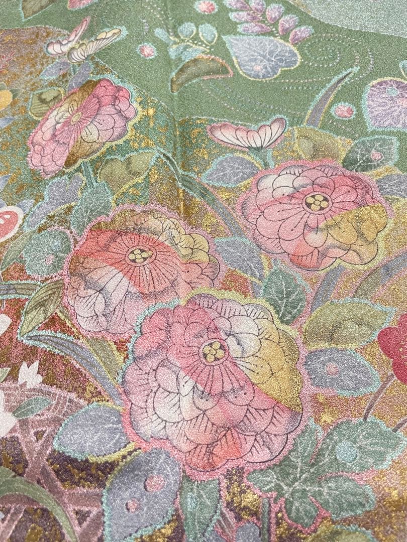 訪問着フルセット　辻ヶ花　絞り　金彩　正絹　ガード加工済み