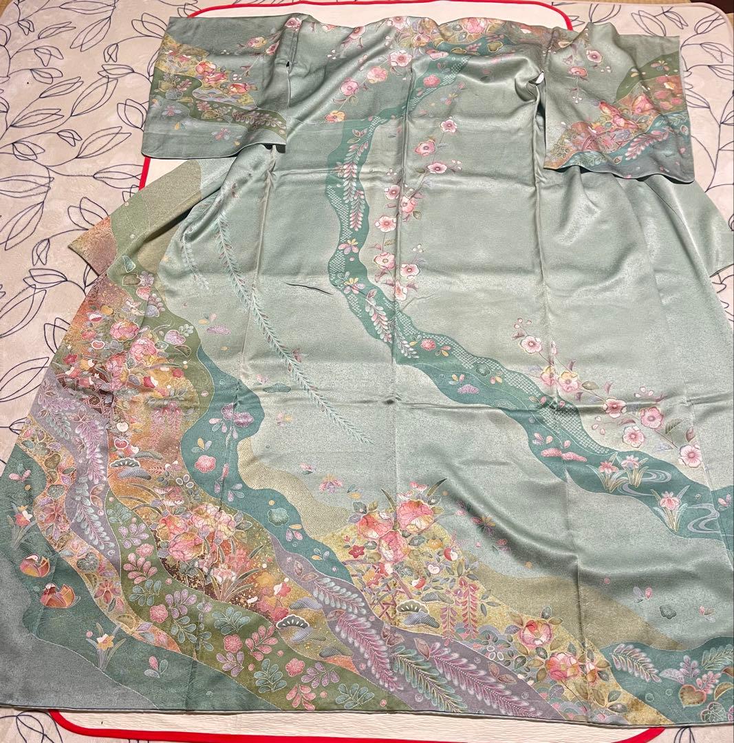 訪問着フルセット　辻ヶ花　絞り　金彩　正絹　ガード加工済み