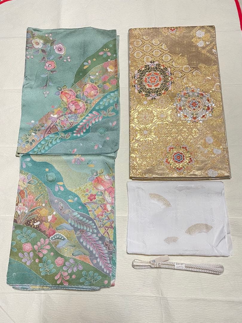 訪問着フルセット　辻ヶ花　絞り　金彩　正絹　ガード加工済み