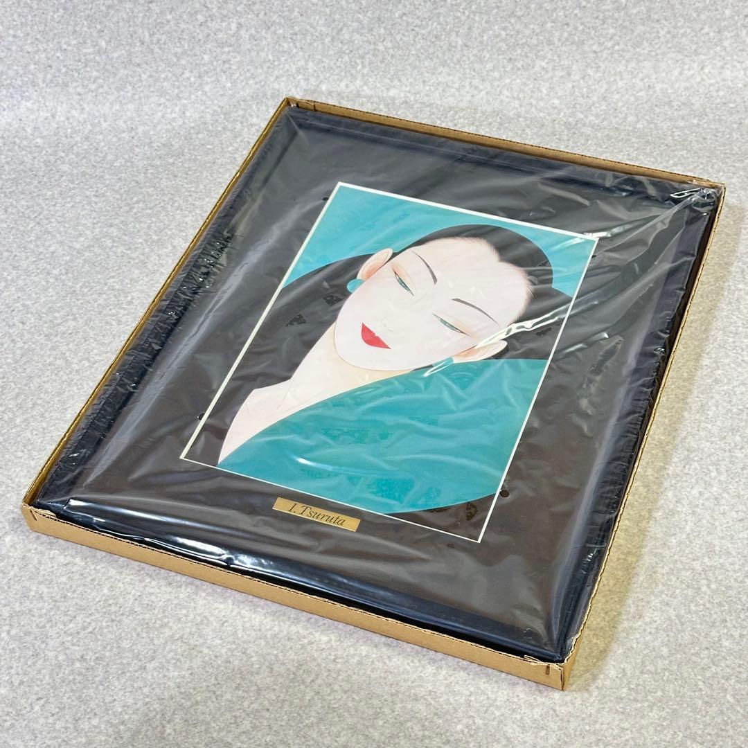 【希少品】鶴田一郎　美人画　絵画　日本女性　額入り　年代物　保管品　骨董