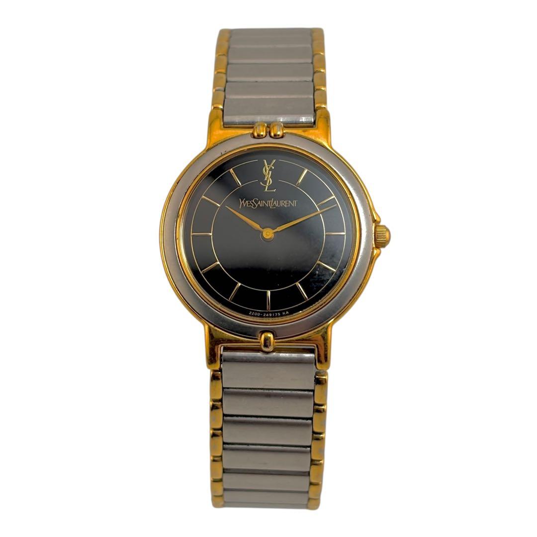 【稼働】 サンローラン 腕時計 2200-228481 レディース 黒文字盤