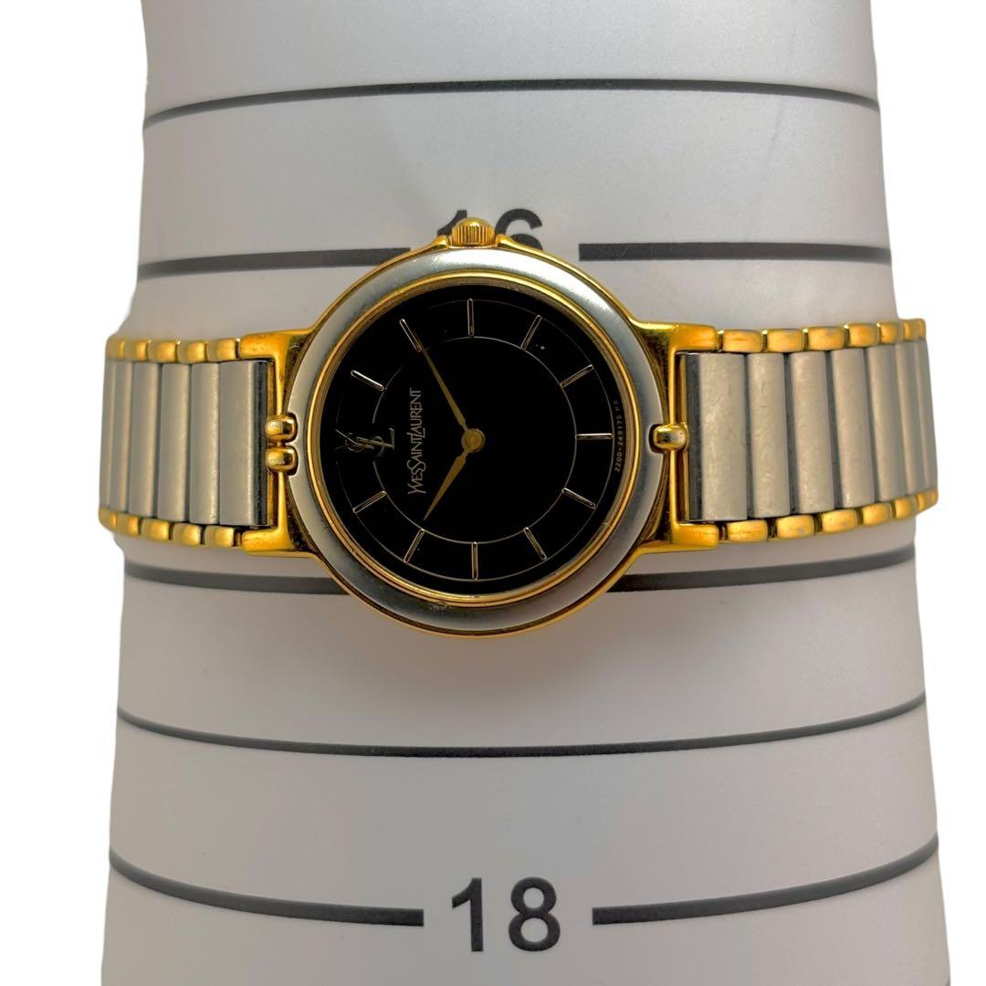 【稼働】 サンローラン 腕時計 2200-228481 レディース 黒文字盤