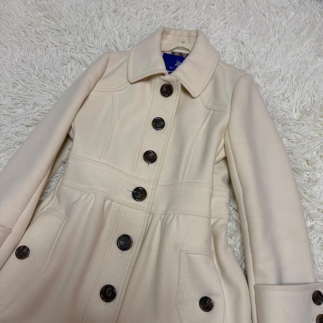 BURBERRY BLUE LABEL ウールコート ノバチェック裏地 白