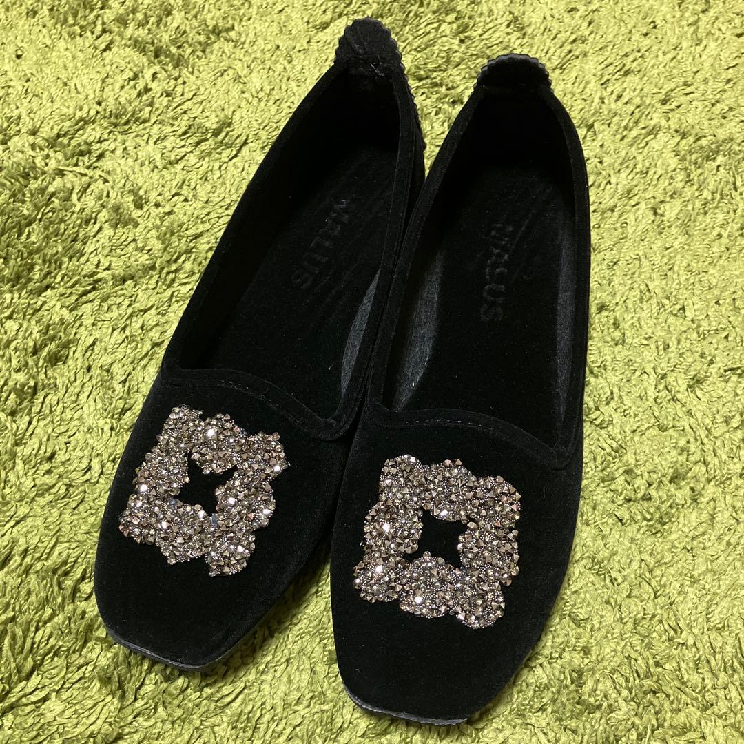 【新品】　IENA MALUS/マリュス VELVET SHOESブラック37