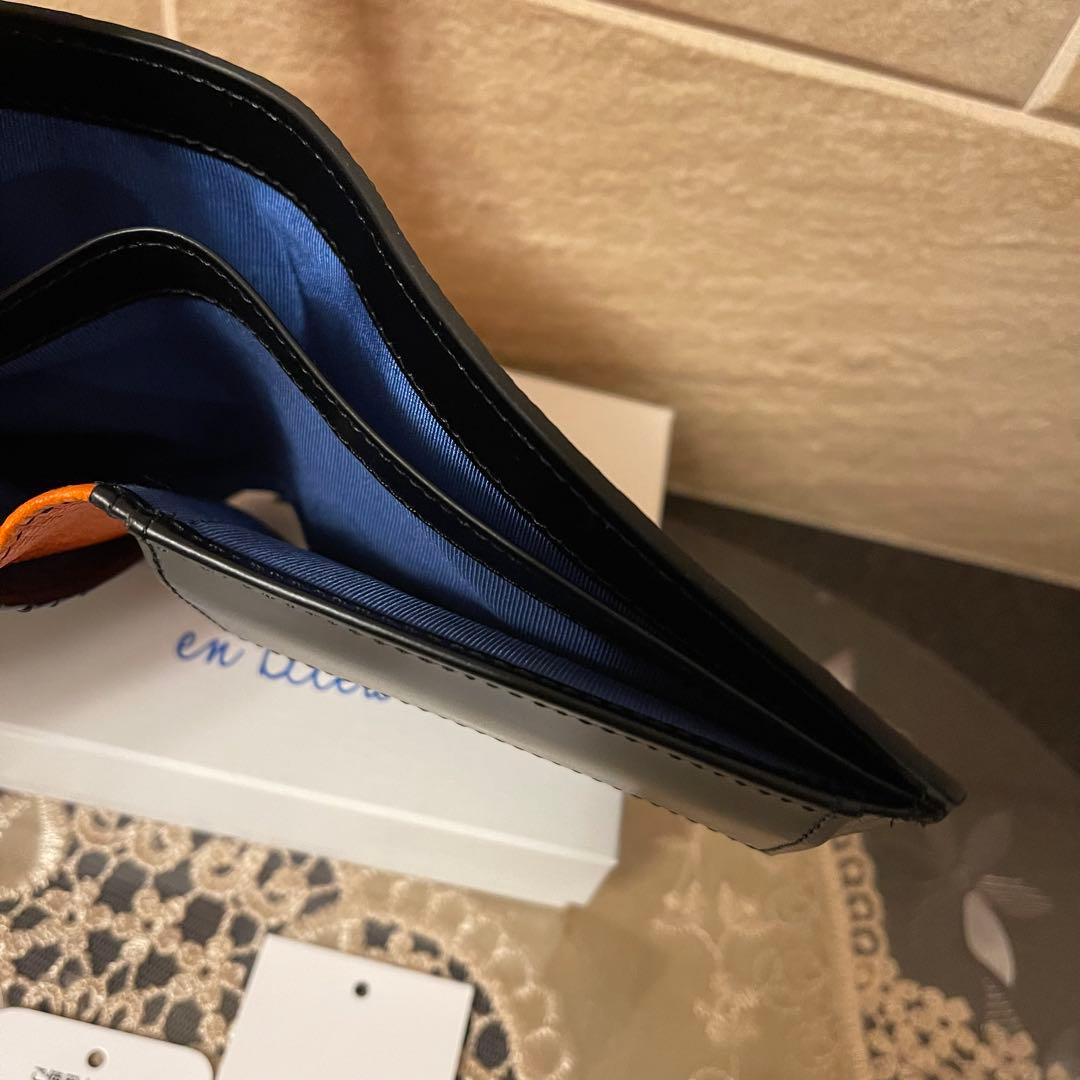 【新品】LANVIN en Bleu　折り財布 牛革　オレンジ　16,500円