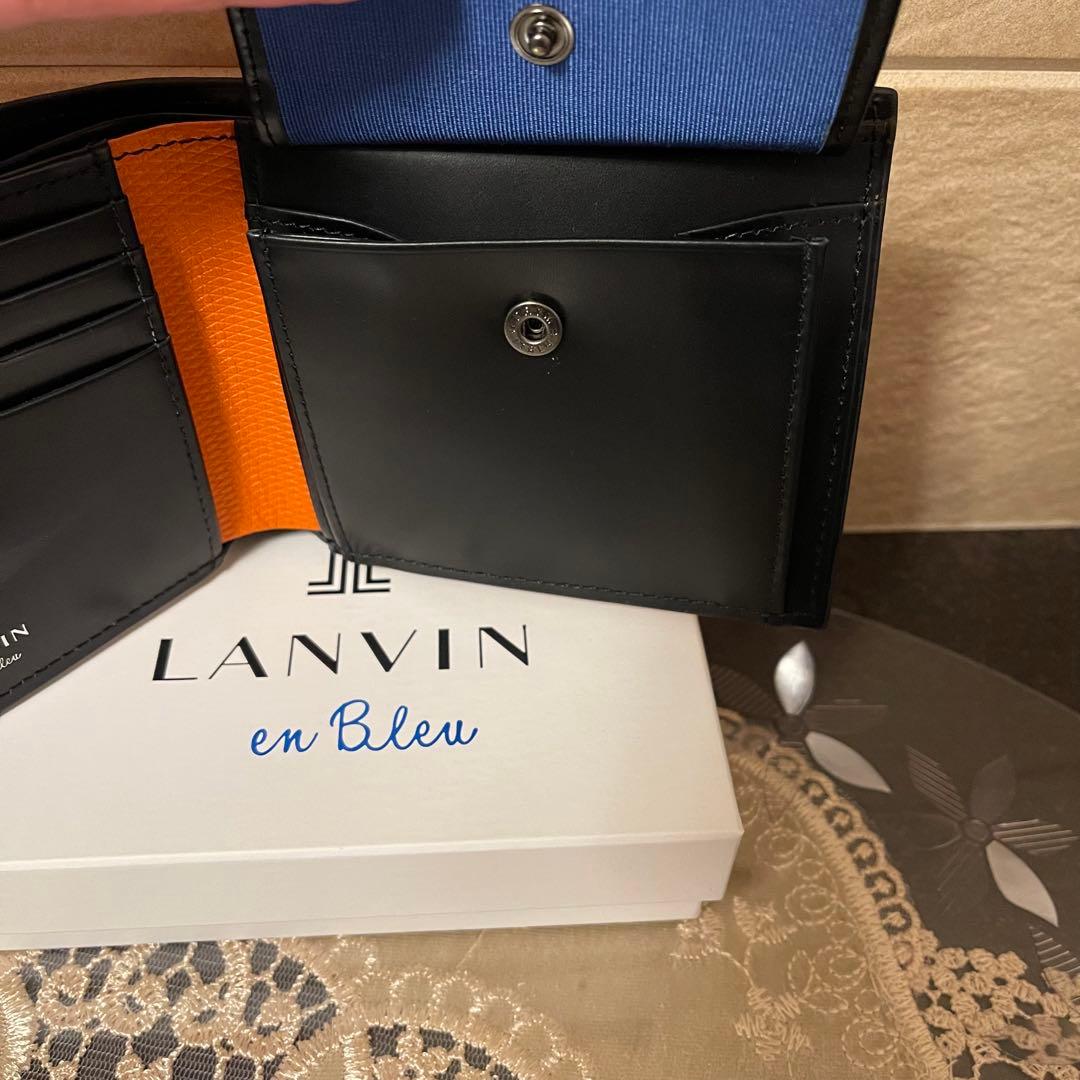 【新品】LANVIN en Bleu　折り財布 牛革　オレンジ　16,500円
