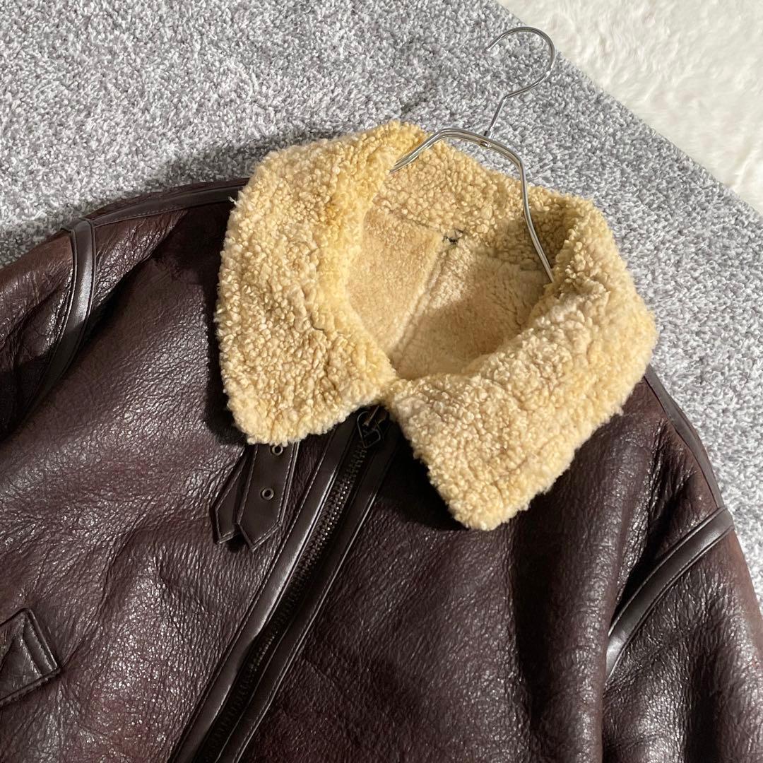 本革　ボマージャケット　TYPE B-3　ムートン　ダークブラウン　M～L相当