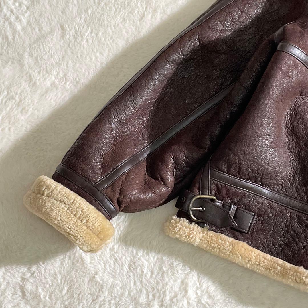 本革　ボマージャケット　TYPE B-3　ムートン　ダークブラウン　M～L相当