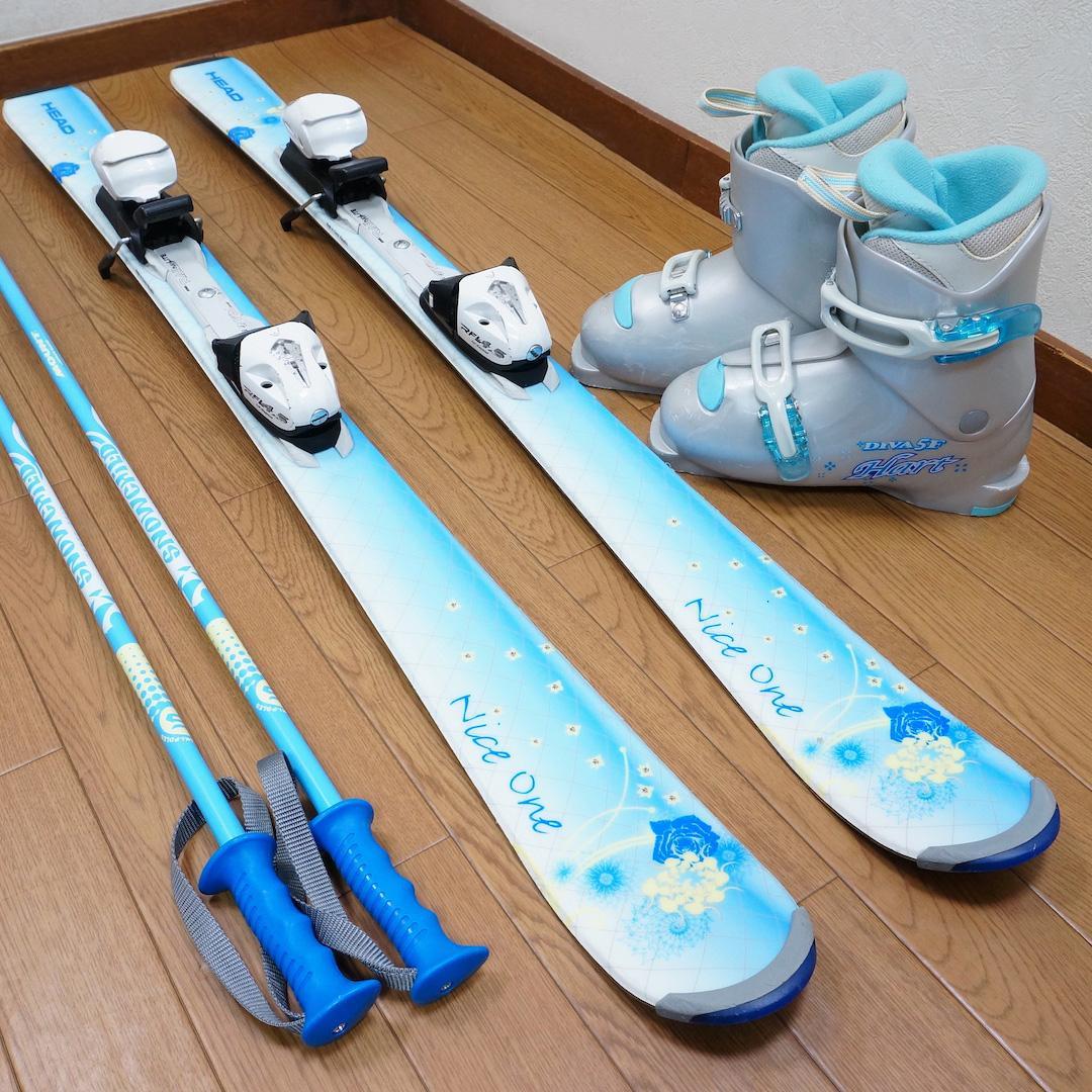 メンテ済 117cm 靴21cm HEAD カービングスキーセット (120