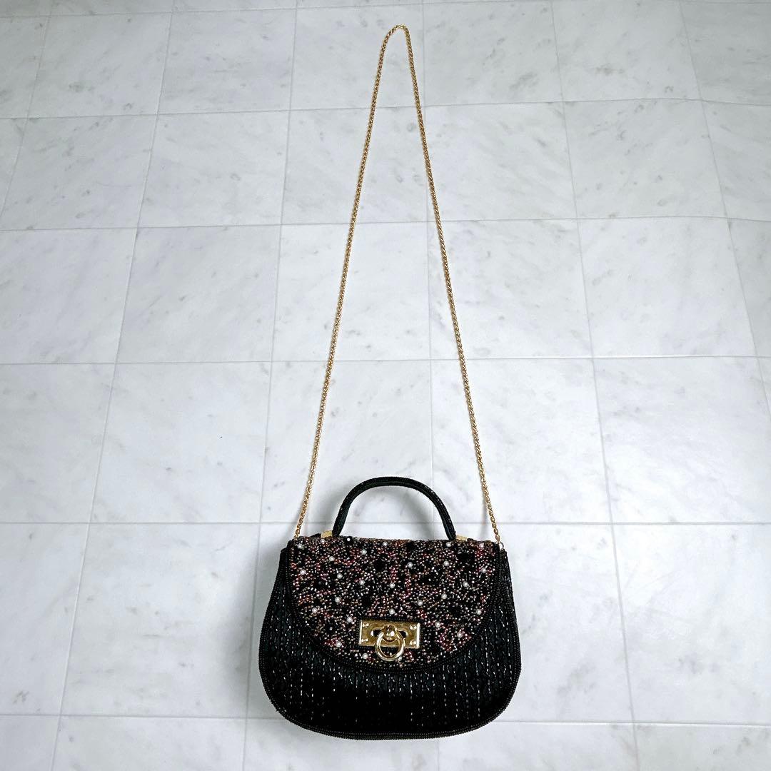 【美品】LUMY はしもと 皇室御用達 ビーズバッグ パーティーバッグ 2way