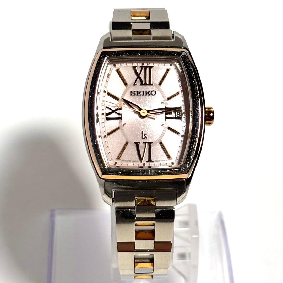 稼動 SEIKOルキア LK レディース時計 クォーツ ピンク文字盤 ソーラー
