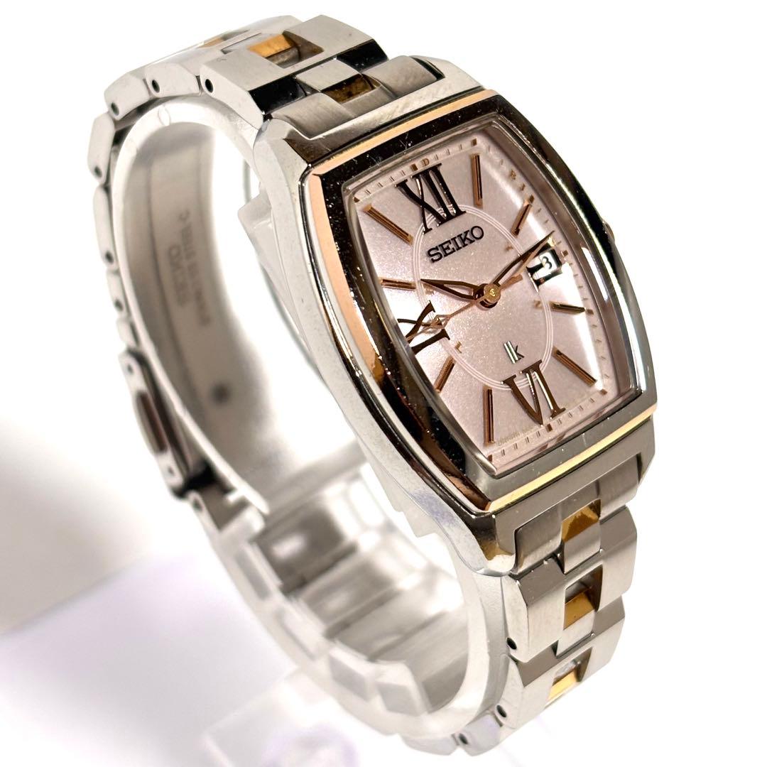 稼動 SEIKOルキア LK レディース時計 クォーツ ピンク文字盤 ソーラー